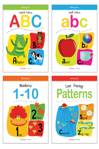 Writing Practice Boxset: Pack of 4 Books (Writing Fun: Write and Practice Capital Letters, Small Letters, Patterns and Numbers 1 to 10)